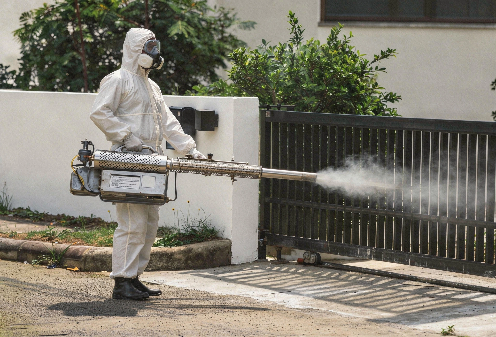 Licensed exterminator applying safe pest control solution inside a home in Los Angeles – No Bugs in LA