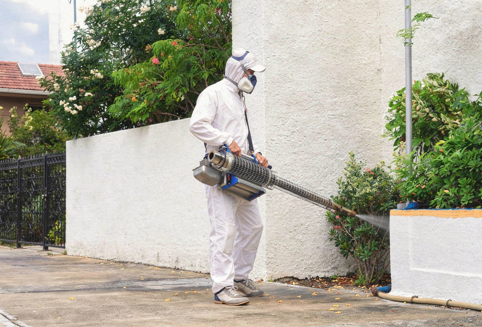 Mosquito control service using fogging equipment for outdoor pest treatment by No Bugs in LA in Los Angeles